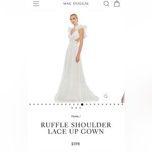 Mac Duggal Ruffle Shoulder Laceup Gown